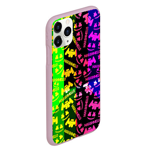 Чехол iPhone 11 Pro матовый Marshmello pattern neon steel / 3D-Розовый – фото 2