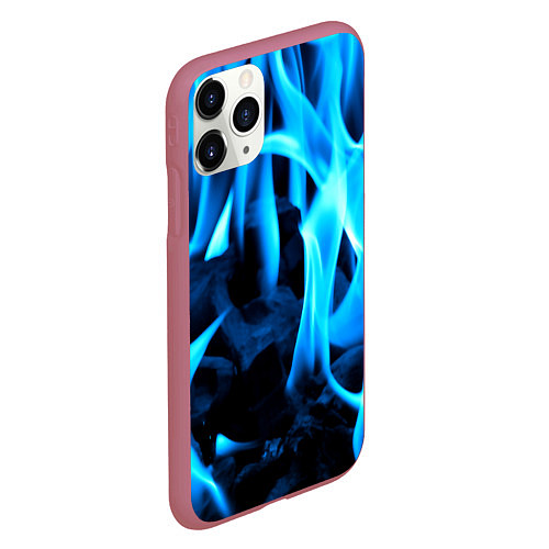 Чехол iPhone 11 Pro матовый Синий огонь текстура / 3D-Малиновый – фото 2