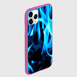 Чехол iPhone 11 Pro матовый Синий огонь текстура, цвет: 3D-фиолетовый — фото 2