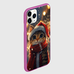 Чехол iPhone 11 Pro матовый Новогодний котик и фонари, цвет: 3D-фиолетовый — фото 2