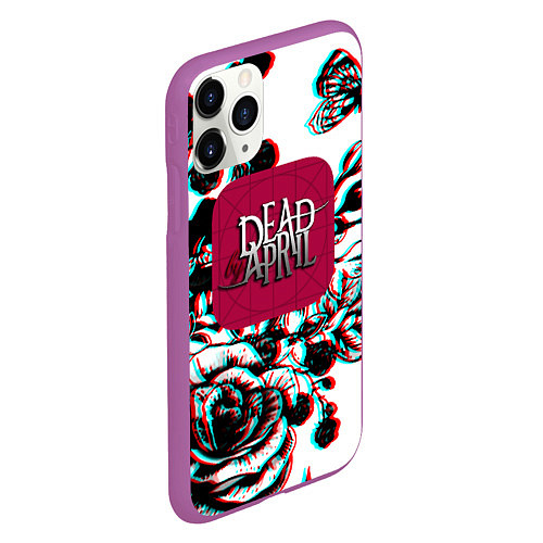 Чехол iPhone 11 Pro матовый Dead by april rose glitch / 3D-Фиолетовый – фото 2