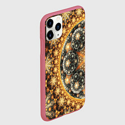 Чехол iPhone 11 Pro матовый Абстрактные узоры фрактала, цвет: 3D-малиновый — фото 2