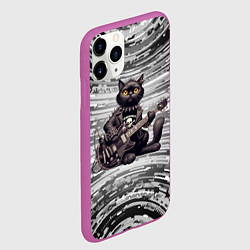 Чехол iPhone 11 Pro матовый Чёрный кот играет на гитаре - нейроарт, цвет: 3D-фиолетовый — фото 2