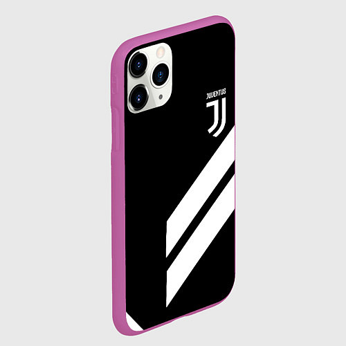 Чехол iPhone 11 Pro матовый Juventus line white / 3D-Фиолетовый – фото 2