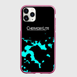 Чехол iPhone 11 Pro матовый Chernobylite камуфляж голубой, цвет: 3D-малиновый