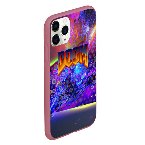 Чехол iPhone 11 Pro матовый Doom abstraction mars / 3D-Малиновый – фото 2