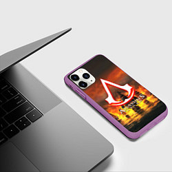 Чехол iPhone 11 Pro матовый Assassins Creed корабли, цвет: 3D-фиолетовый — фото 2