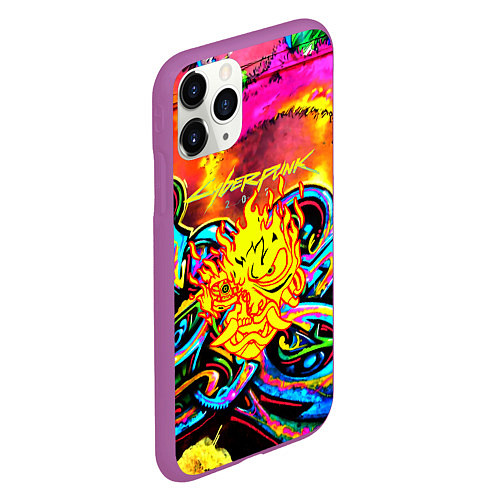 Чехол iPhone 11 Pro матовый Cyberpunk 2077 graffity game / 3D-Фиолетовый – фото 2