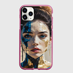 Чехол iPhone 11 Pro матовый Art портрет, цвет: 3D-малиновый