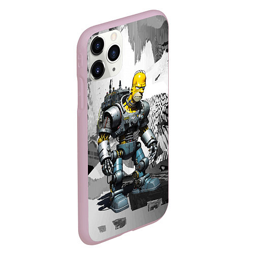 Чехол iPhone 11 Pro матовый Homer Simpson cool cyborg - ai art fantasy / 3D-Розовый – фото 2