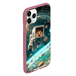 Чехол iPhone 11 Pro матовый An astronaut in outer space - Minecraft, цвет: 3D-малиновый — фото 2