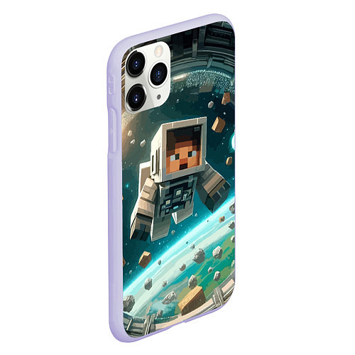 Чехол iPhone 11 Pro матовый An astronaut in outer space - Minecraft / 3D-Светло-сиреневый – фото 2