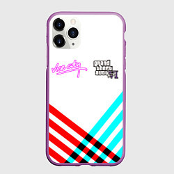 Чехол iPhone 11 Pro матовый GTA6 vice city line, цвет: 3D-фиолетовый