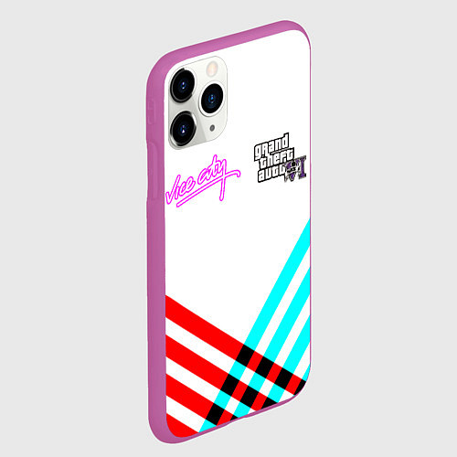 Чехол iPhone 11 Pro матовый GTA6 vice city line / 3D-Фиолетовый – фото 2
