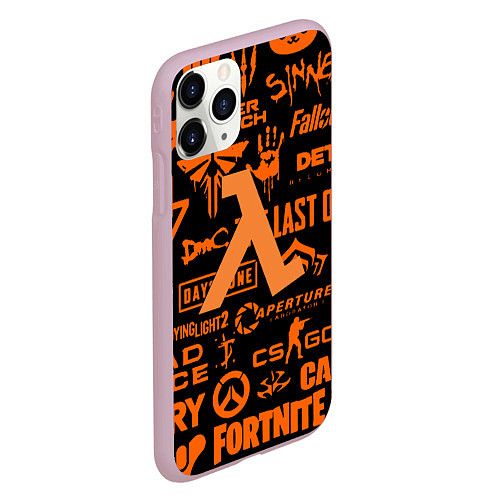 Чехол iPhone 11 Pro матовый Half-life pattern game / 3D-Розовый – фото 2