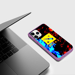Чехол iPhone 11 Pro матовый Dota 2 огненный стиль, цвет: 3D-фиолетовый — фото 2