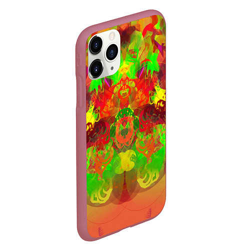 Чехол iPhone 11 Pro матовый Кислотные абстрактные краски / 3D-Малиновый – фото 2