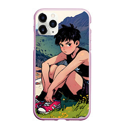 Чехол iPhone 11 Pro матовый A girl anime, цвет: 3D-розовый