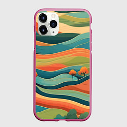 Чехол iPhone 11 Pro матовый Поля луга, цвет: 3D-малиновый