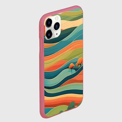 Чехол iPhone 11 Pro матовый Поля луга / 3D-Малиновый – фото 2