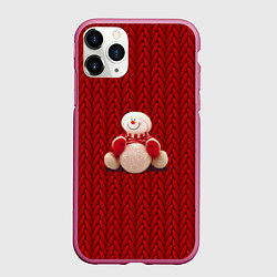 Чехол iPhone 11 Pro матовый Снеговик 2025, цвет: 3D-малиновый