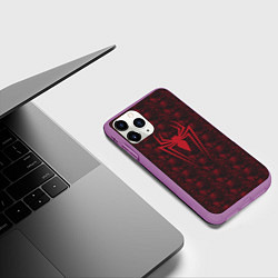 Чехол iPhone 11 Pro матовый Spider-Man logo, цвет: 3D-фиолетовый — фото 2