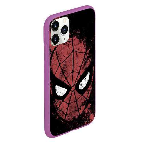 Чехол iPhone 11 Pro матовый Spider-man splashes / 3D-Фиолетовый – фото 2