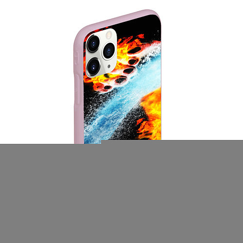 Чехол iPhone 11 Pro матовый Огонь и вода столкновение / 3D-Розовый – фото 2