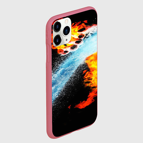 Чехол iPhone 11 Pro матовый Огонь и вода столкновение / 3D-Малиновый – фото 2