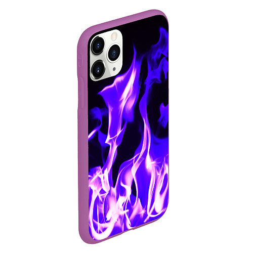 Чехол iPhone 11 Pro матовый Неоновый огненный стиль / 3D-Фиолетовый – фото 2