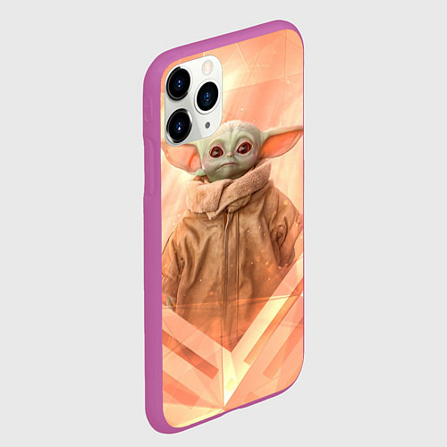 Чехол iPhone 11 Pro матовый Малыш Грогу / 3D-Фиолетовый – фото 2