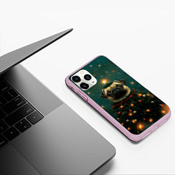 Чехол iPhone 11 Pro матовый Мопс - новогодняя елка, цвет: 3D-розовый — фото 2