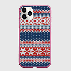 Чехол iPhone 11 Pro матовый Knitted Pattern, цвет: 3D-малиновый
