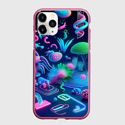 Чехол iPhone 11 Pro матовый Фантастическая абстрактная композиция - сюрреализм, цвет: 3D-малиновый