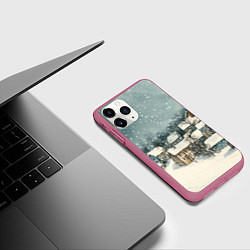 Чехол iPhone 11 Pro матовый Снежный город, цвет: 3D-малиновый — фото 2
