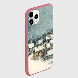 Чехол iPhone 11 Pro матовый Снежный город, цвет: 3D-малиновый — фото 2