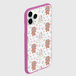 Чехол iPhone 11 Pro матовый Пряники и гномики паттерн, цвет: 3D-фиолетовый — фото 2