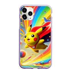 Чехол iPhone 11 Pro матовый Super Pikachu - ai art fantasy, цвет: 3D-светло-сиреневый