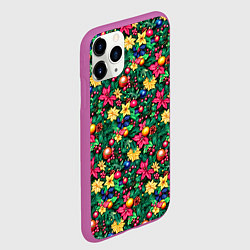 Чехол iPhone 11 Pro матовый Ёлочные шары и остролистный падуб, цвет: 3D-фиолетовый — фото 2