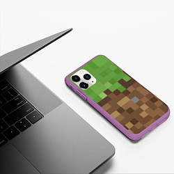 Чехол iPhone 11 Pro матовый Earth - Minecraft, цвет: 3D-фиолетовый — фото 2