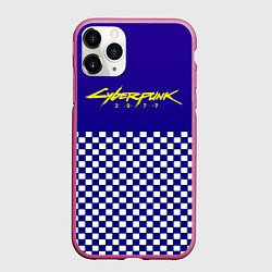 Чехол iPhone 11 Pro матовый Cyberpunk 2077 клетка, цвет: 3D-малиновый