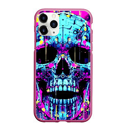 Чехол iPhone 11 Pro матовый Cool skull sketch - blots, цвет: 3D-малиновый