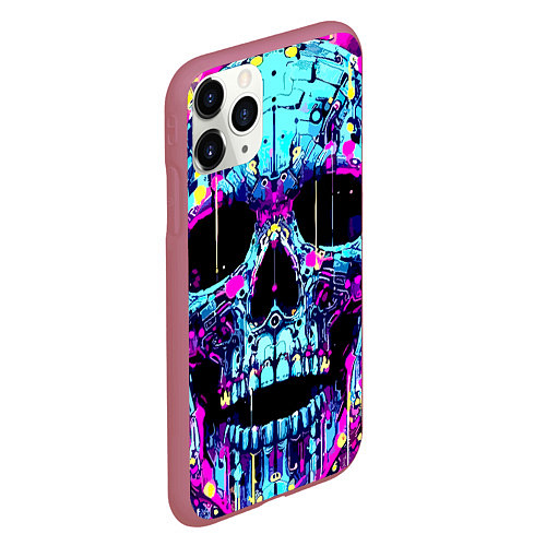 Чехол iPhone 11 Pro матовый Cool skull sketch - blots / 3D-Малиновый – фото 2