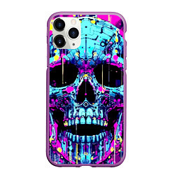 Чехол iPhone 11 Pro матовый Cool skull sketch - blots, цвет: 3D-фиолетовый