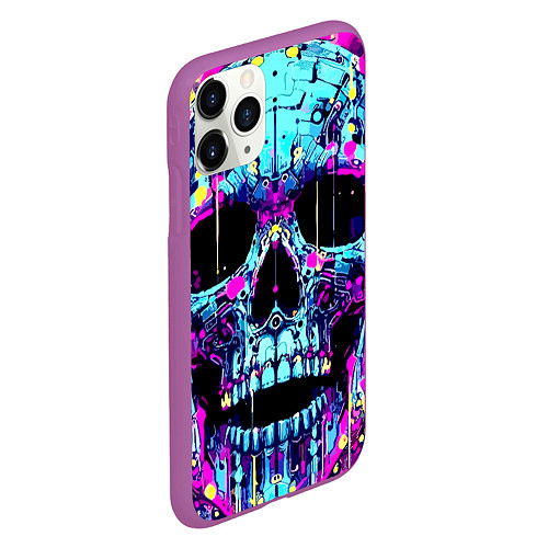 Чехол iPhone 11 Pro матовый Cool skull sketch - blots / 3D-Фиолетовый – фото 2