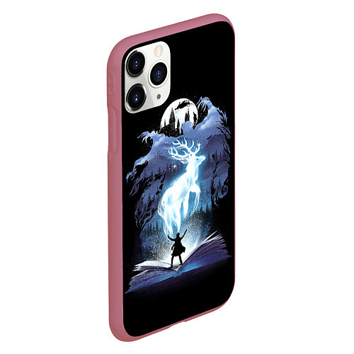 Чехол iPhone 11 Pro матовый Harry Potter patronus and dementors / 3D-Малиновый – фото 2