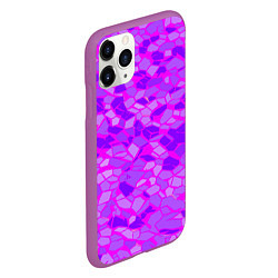 Чехол iPhone 11 Pro матовый Фиолетовые плитки на розовом фоне, цвет: 3D-фиолетовый — фото 2