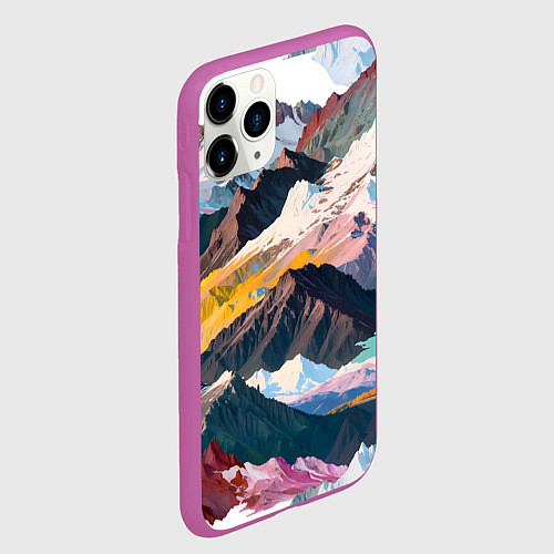 Чехол iPhone 11 Pro матовый Искусство гор / 3D-Фиолетовый – фото 2