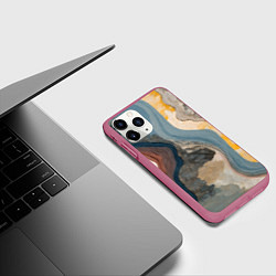 Чехол iPhone 11 Pro матовый Флюид арт, цвет: 3D-малиновый — фото 2