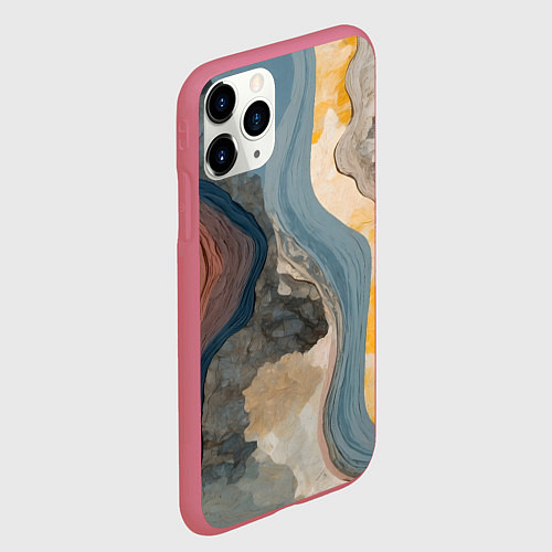Чехол iPhone 11 Pro матовый Флюид арт / 3D-Малиновый – фото 2